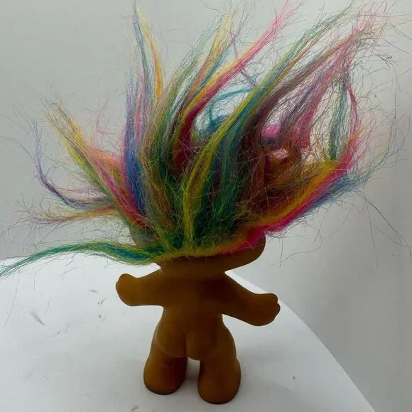 Vintage Rainbow-Hair Troll Doll — Retro Collectible Good Luck Toy - Picture 4 of 6